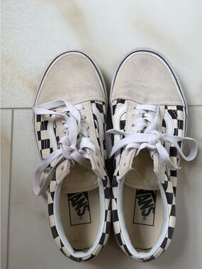 Vans Checkerboard Low-Top Sneakers in Black & Cream